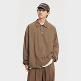 Unisex Jacket Retro Pullover Sports Jacket Loose Outdoor Polo Collar Top